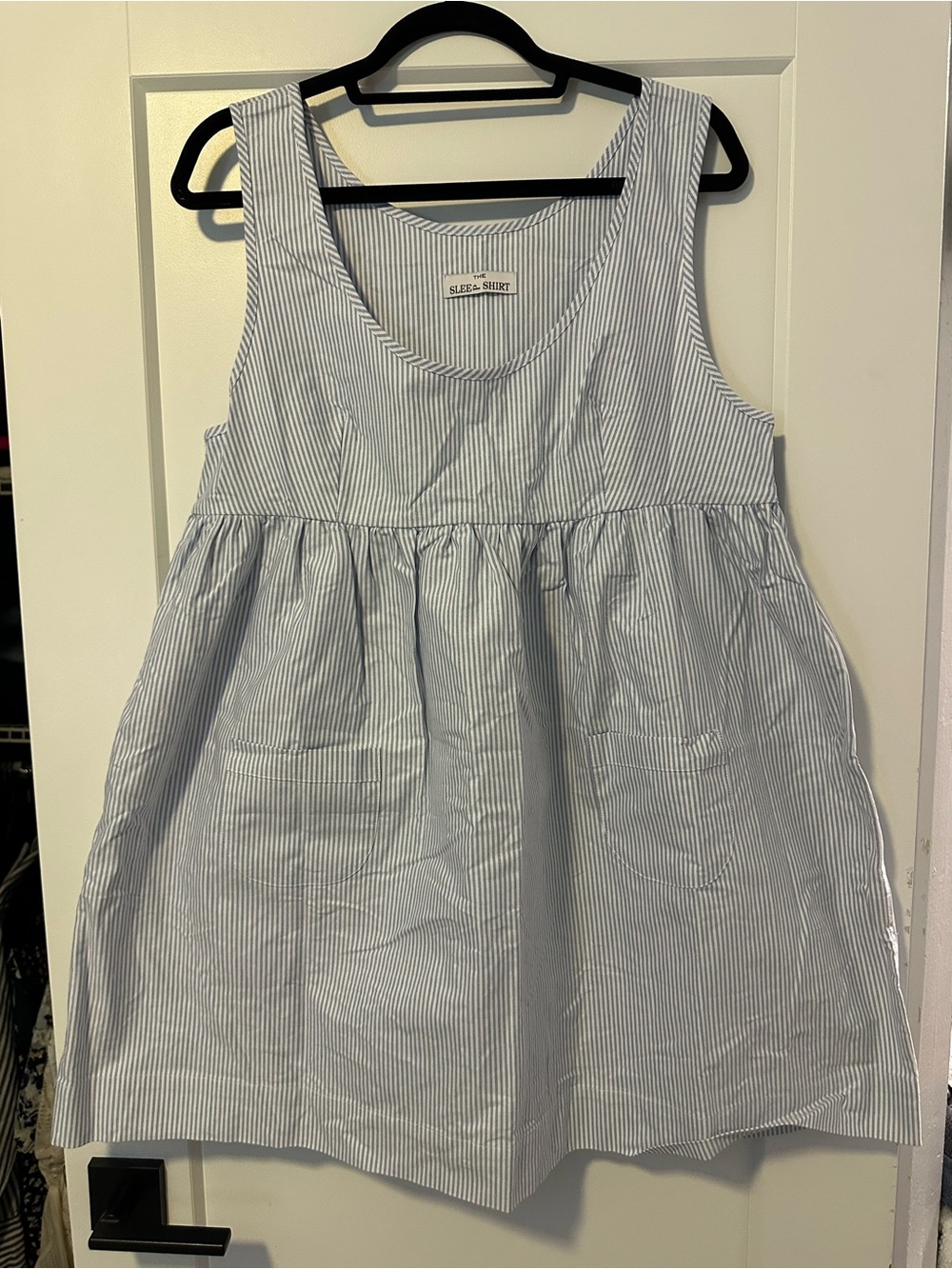 Sleeper Shirt Women's Blue & White Stripe Sleeveless Nightdress